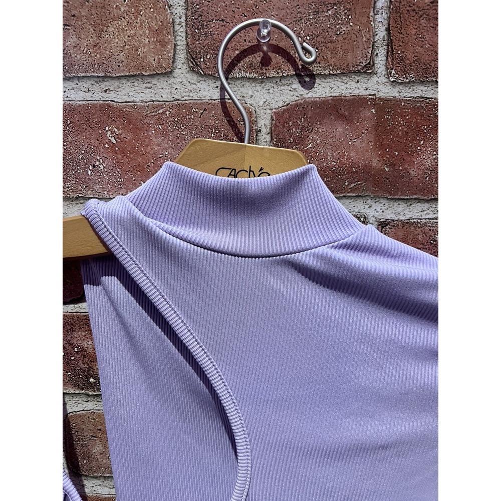 SHEIN Women's Sz M Light Purple Off The Shoulder Half Long Slv Tie Cropped Top - Picture 5 of 7